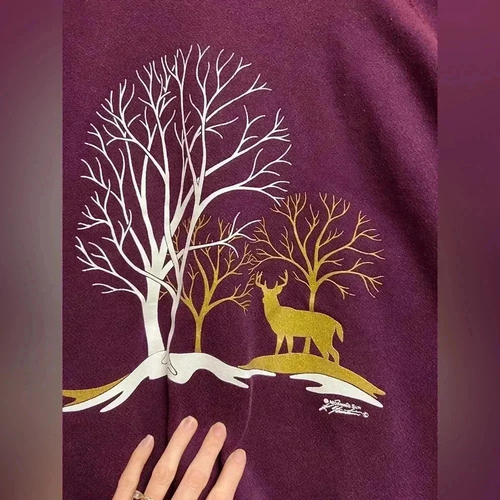 Morning sun graphic crewneck with faux mockneck accent L - Picture 2 of 6